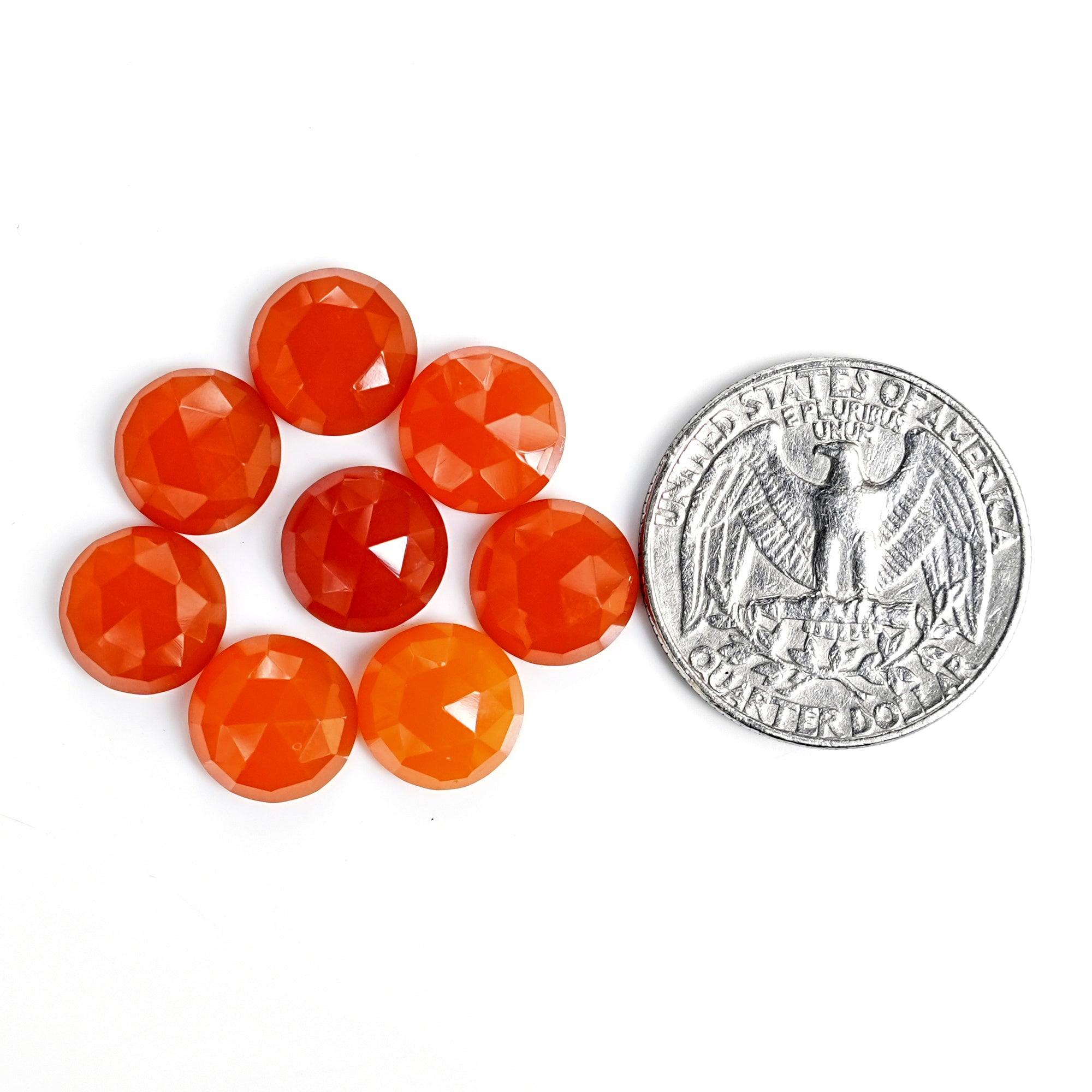 Carnelian Rose Cut Cabochon | Deep Orange Faceted Natural Loose Gemstones For Jewelry Making - 10 Pieces