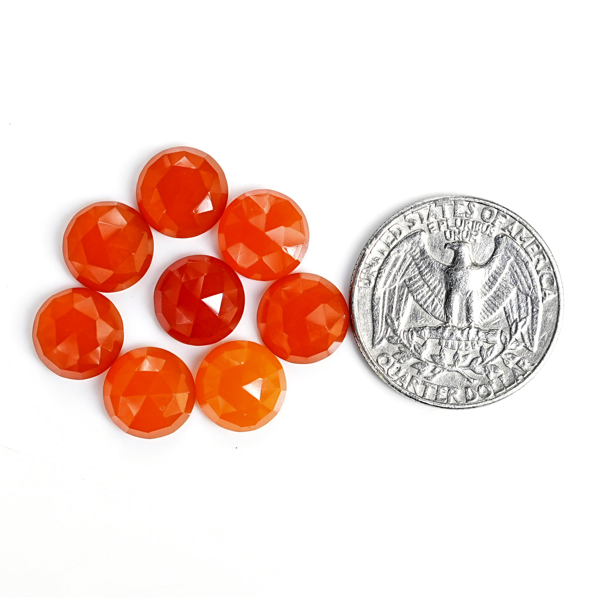 Carnelian Rose Cut Cabochon | Deep Orange Faceted Natural Loose Gemstones For Jewelry Making - 10 Pieces
