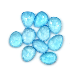 Swiss Blue Topaz Freeform Rose Cut Cabochons | Gemstones for Fine Jewelry Making - 10 Pieces