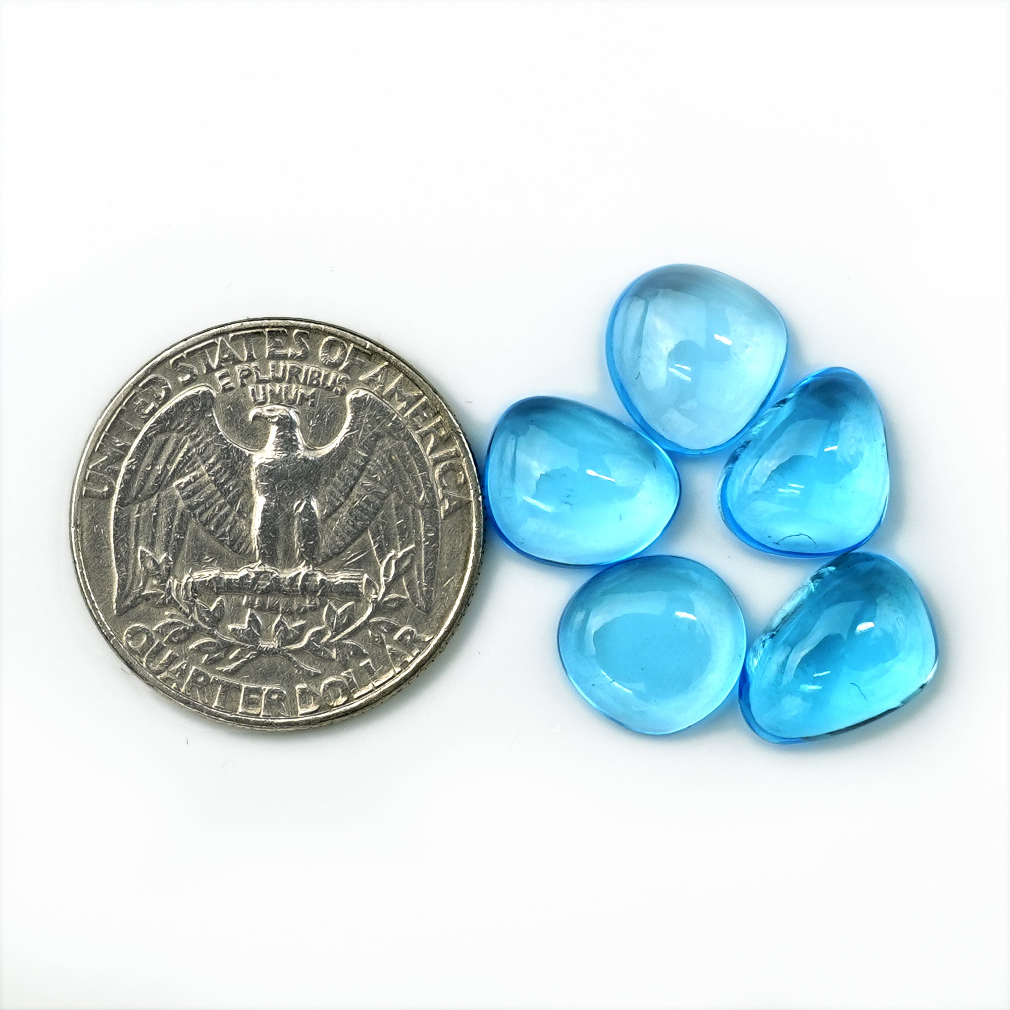 Swiss Blue Topaz Freeform Smooth Cabochons | Gemstones for Fine Jewelry Making - 5 Pieces