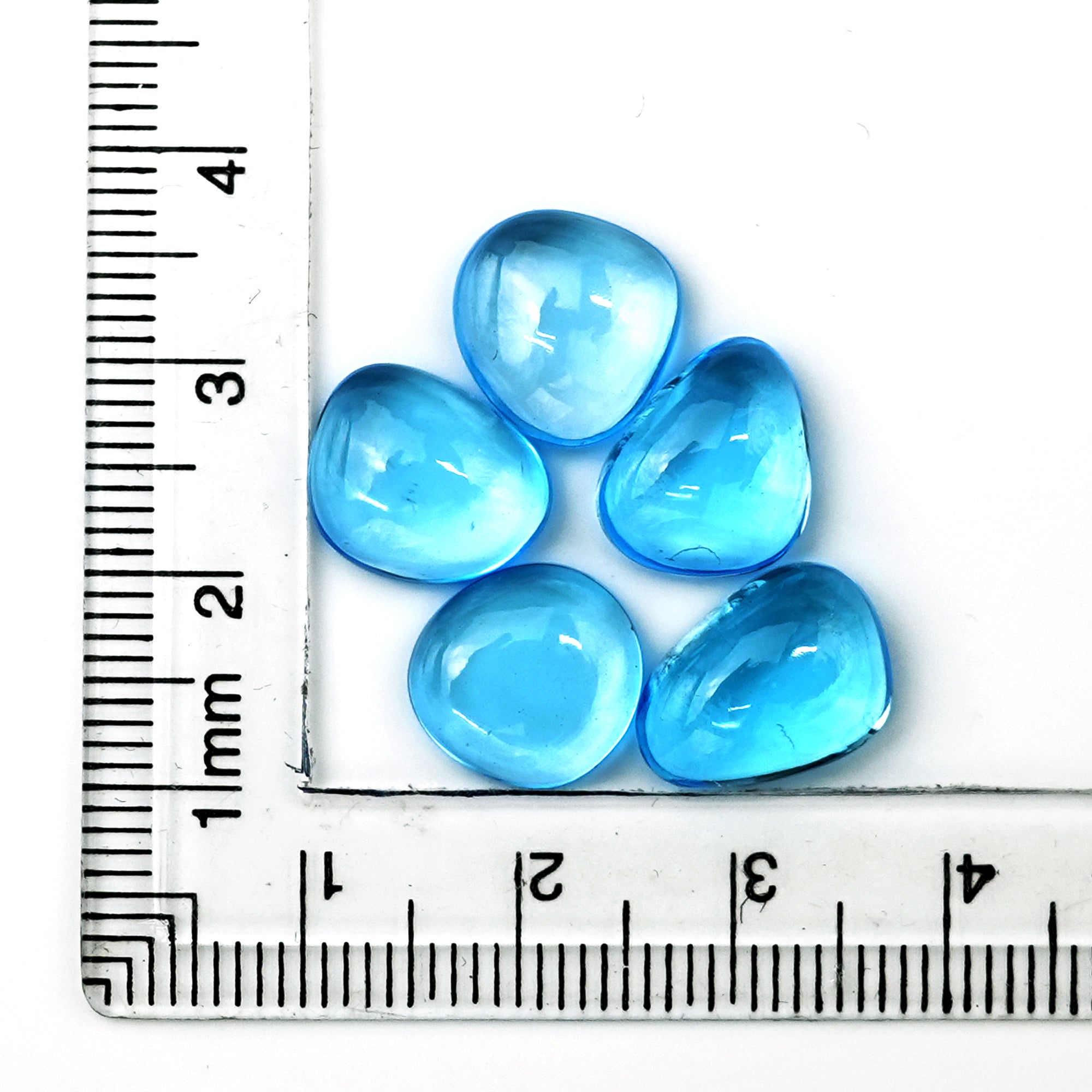 Swiss Blue Topaz Freeform Smooth Cabochons | Gemstones for Fine Jewelry Making - 5 Pieces