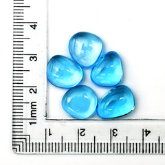 Swiss Blue Topaz Freeform Smooth Cabochons | Gemstones for Fine Jewelry Making - 5 Pieces