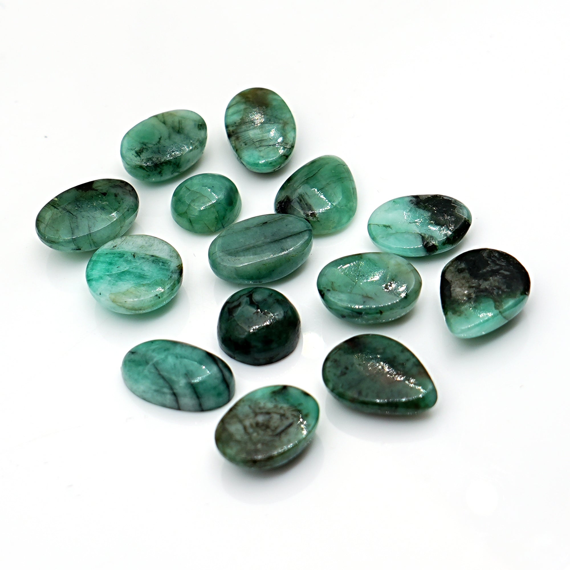 Lush Green Emerald Smooth Cabochons | Freeform Gemstones for Jewelry Making