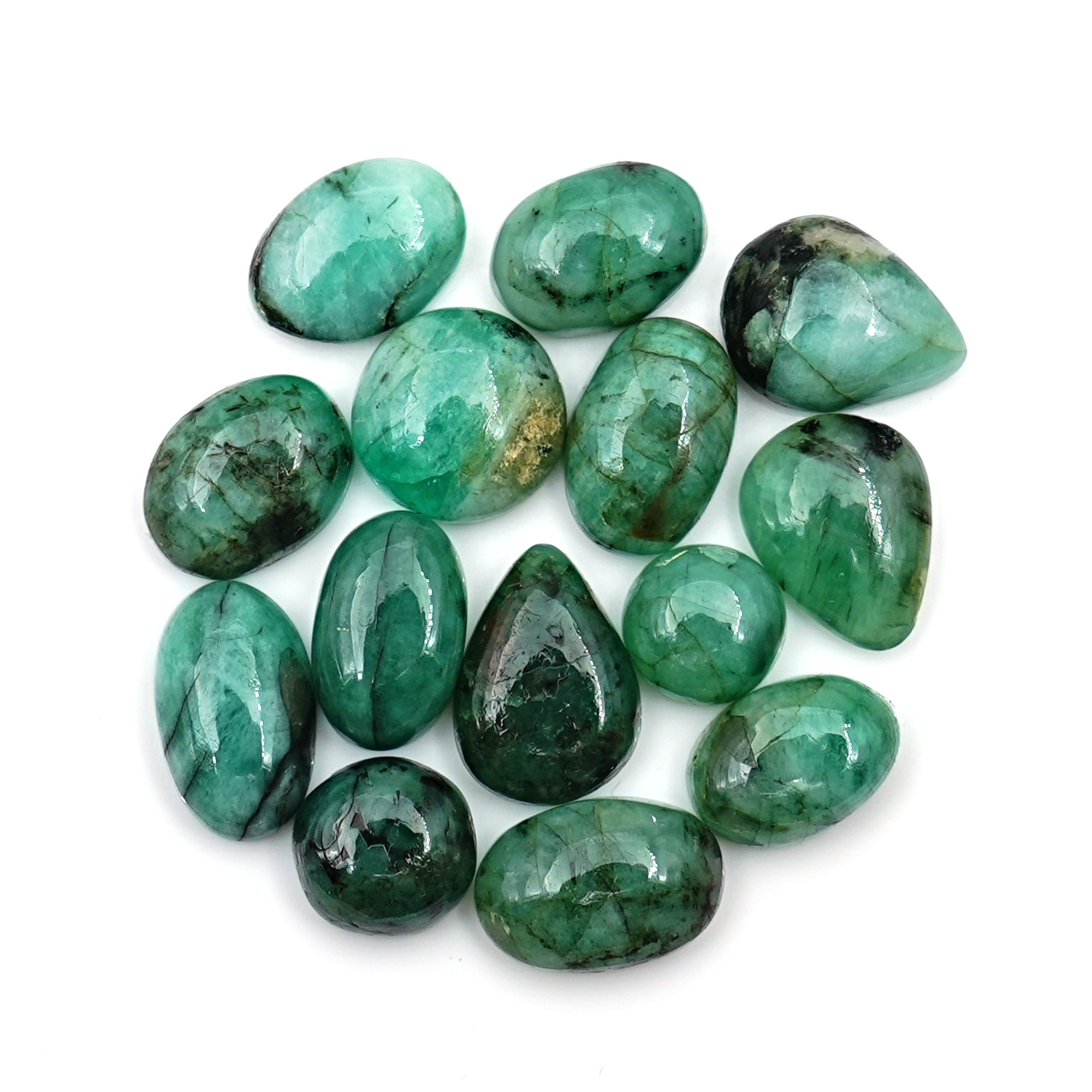 Lush Green Emerald Smooth Cabochons | Freeform Gemstones for Jewelry Making