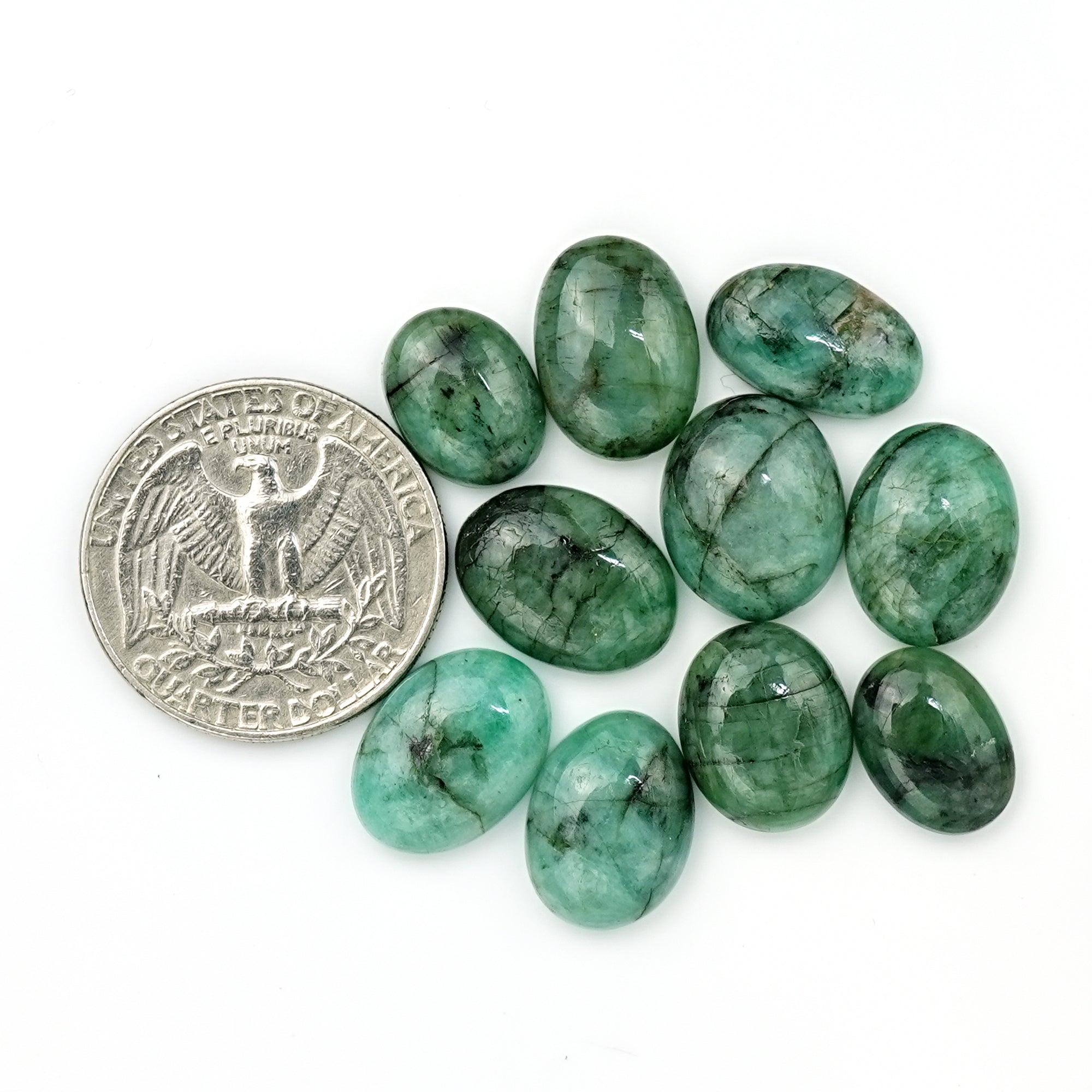 Natural Emerald Smooth Cabochons | Freeform Zambian Emerald Gemstone - 10 Pieces