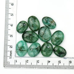 Natural Emerald Smooth Cabochons | Freeform Zambian Emerald Gemstone - 10 Pieces