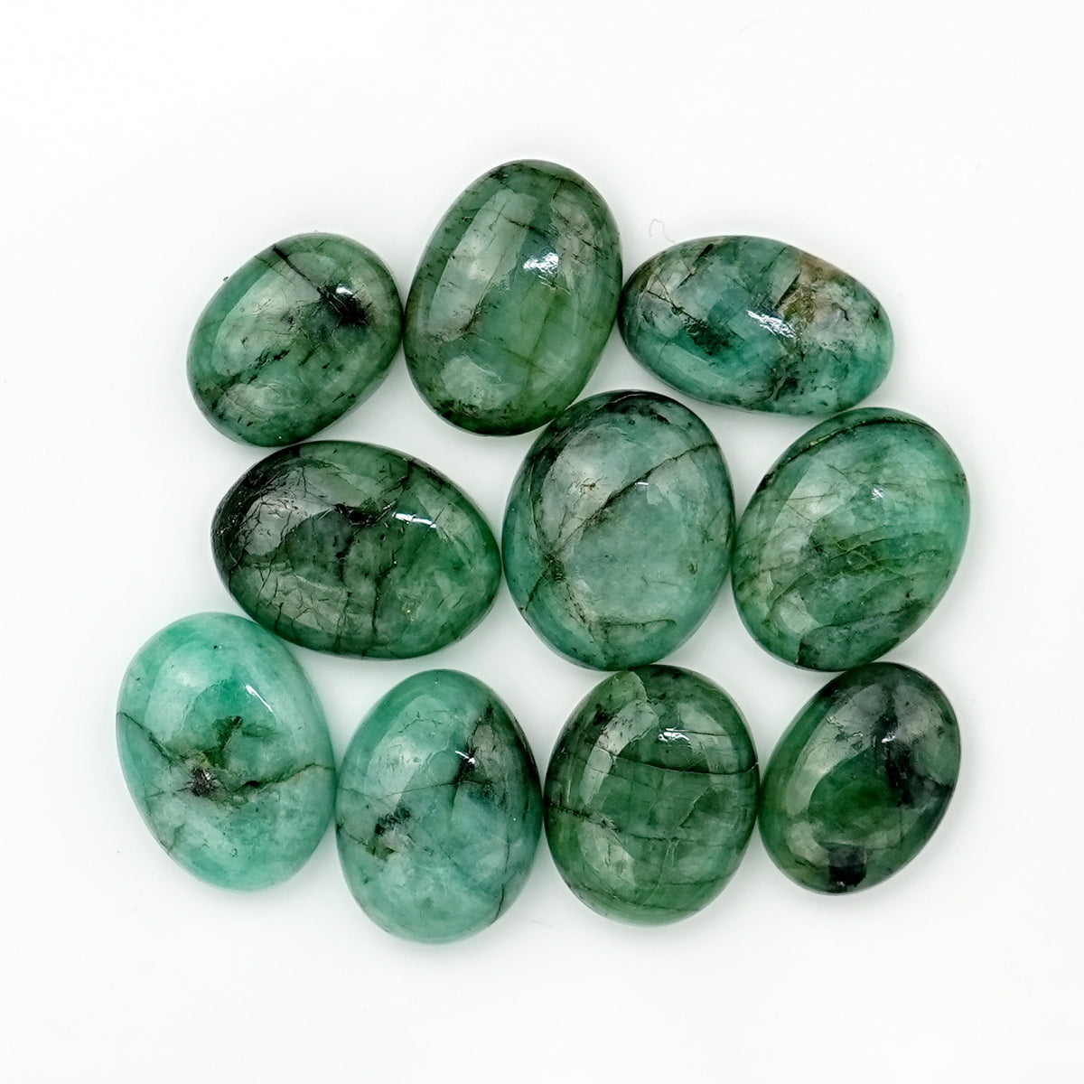 Natural Emerald Smooth Cabochons | Freeform Zambian Emerald Gemstone - 10 Pieces