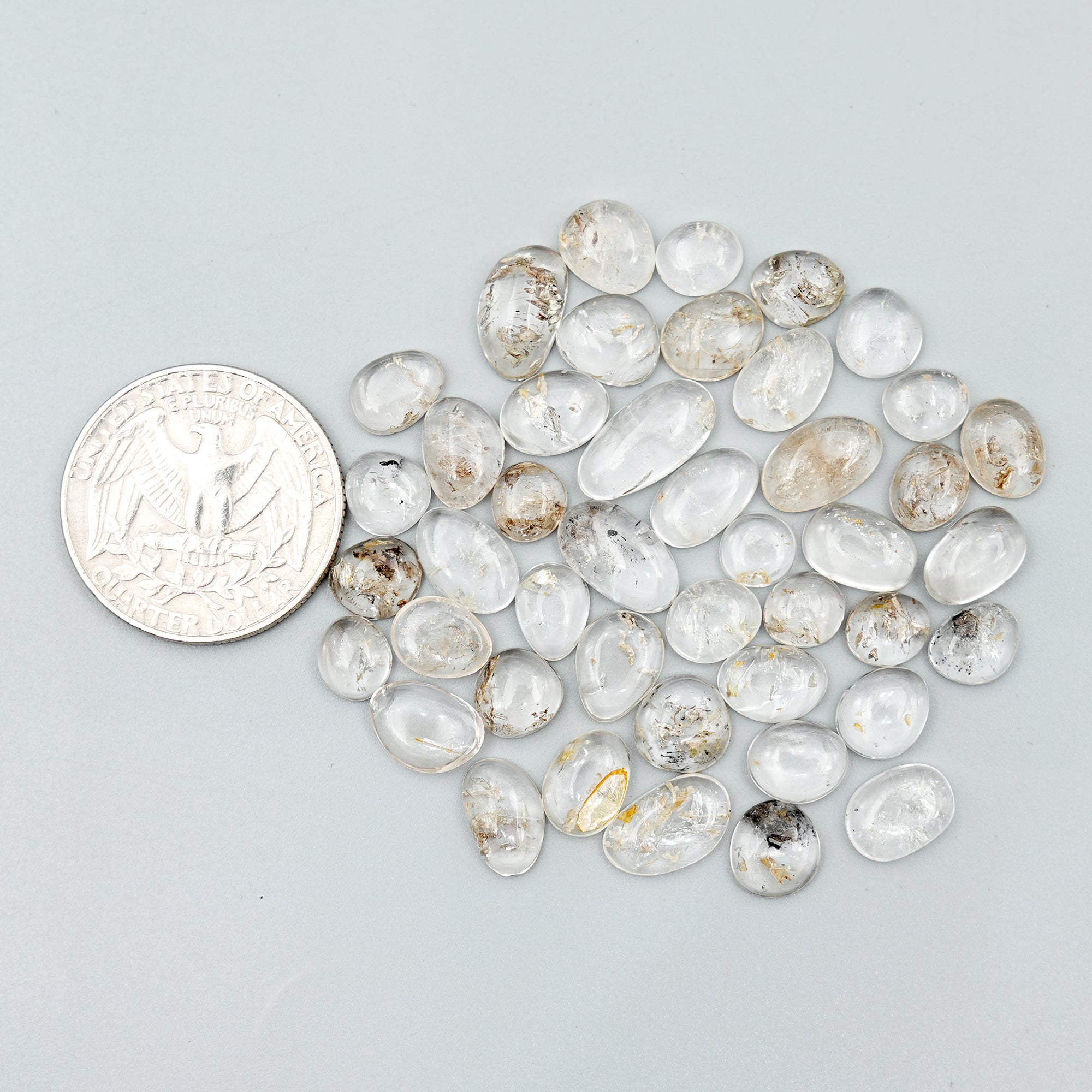 Natural Herkimer Diamond Cabochons | Freeform Sparkling Quartz For Jewelry