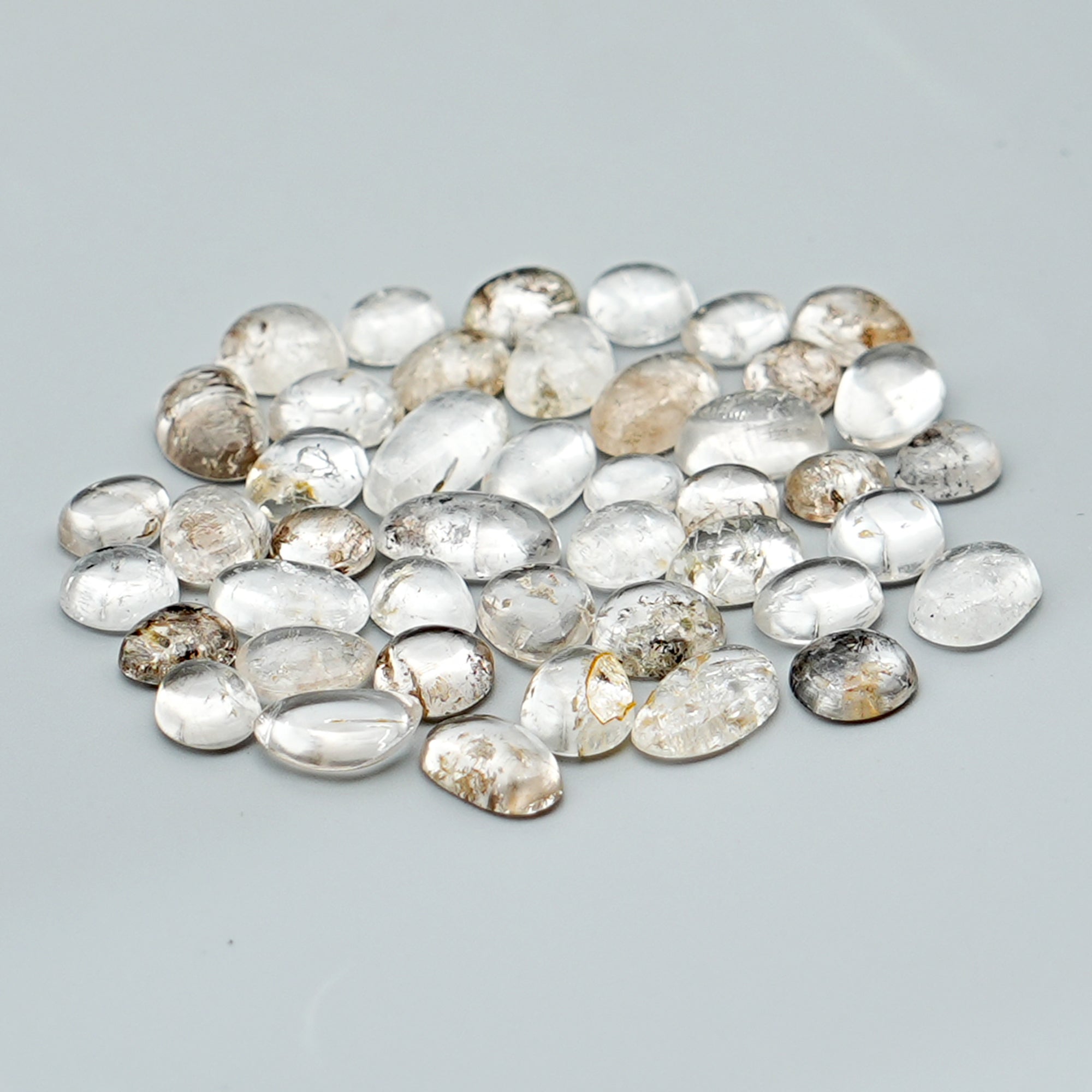 Natural Herkimer Diamond Cabochons | Freeform Sparkling Quartz For Jewelry