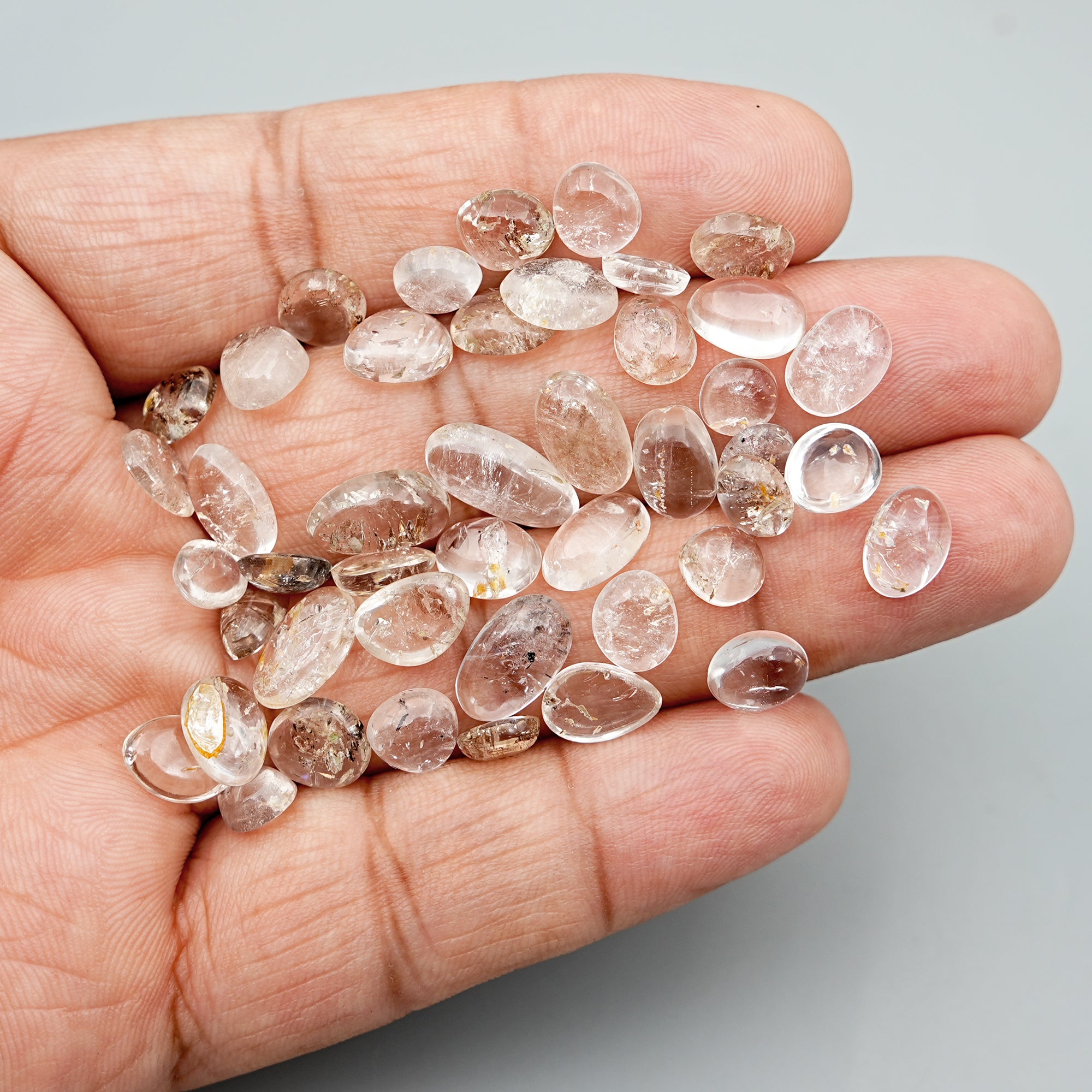 Natural Herkimer Diamond Cabochons | Freeform Sparkling Quartz For Jewelry