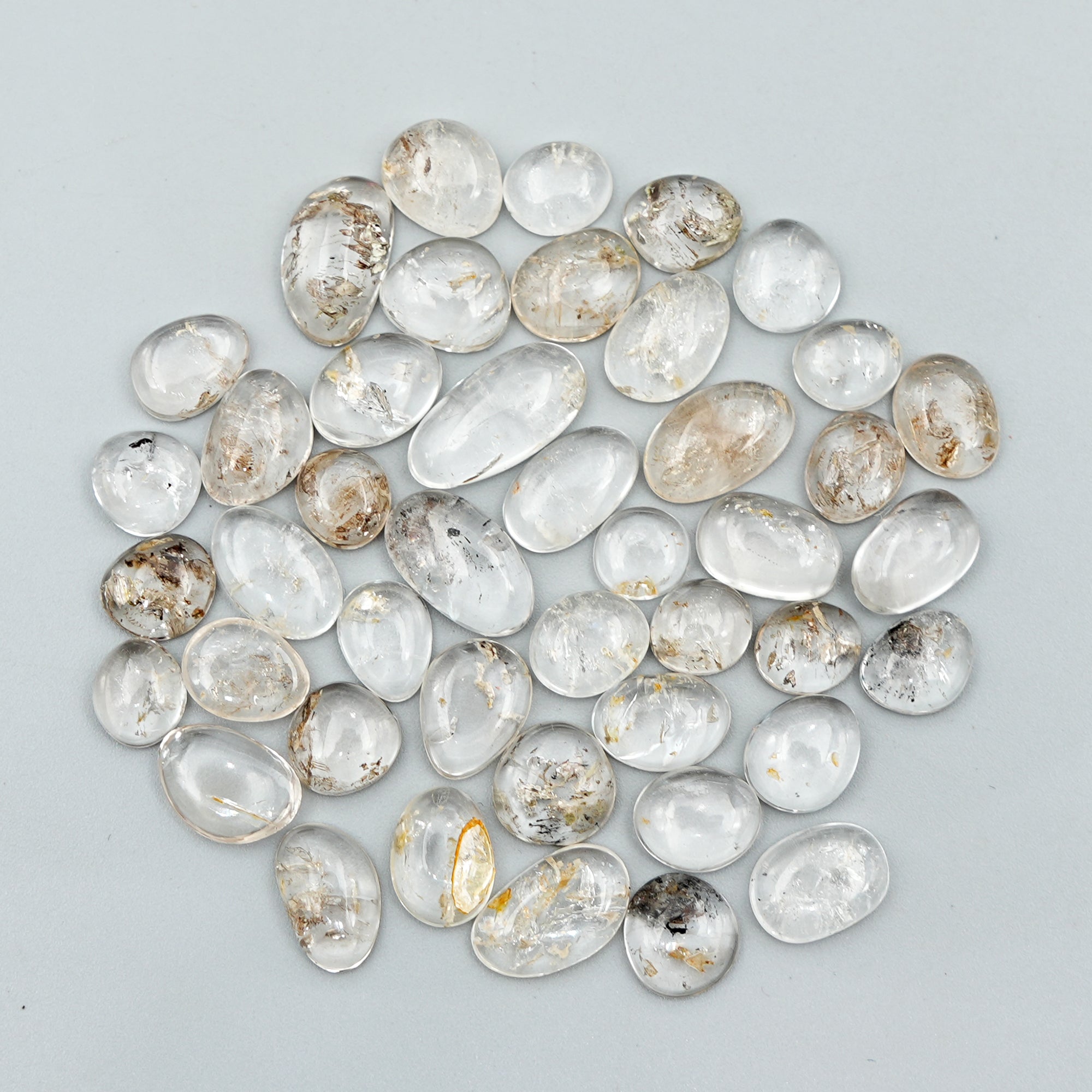 Natural Herkimer Diamond Cabochons | Freeform Sparkling Quartz For Jewelry
