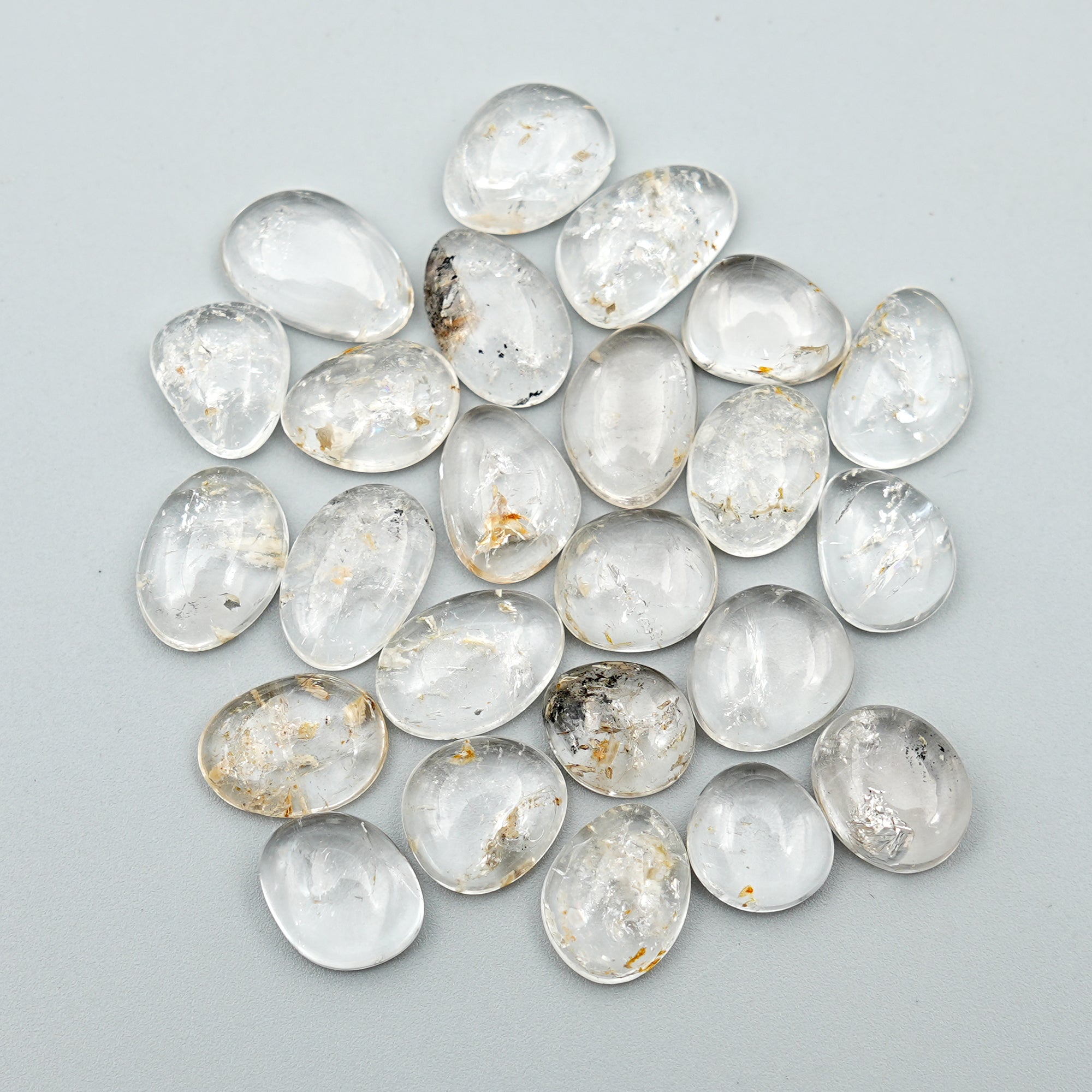Natural Herkimer Diamond Cabochons | Freeform High-Clarity Quartz for Healing & Jewelry Design