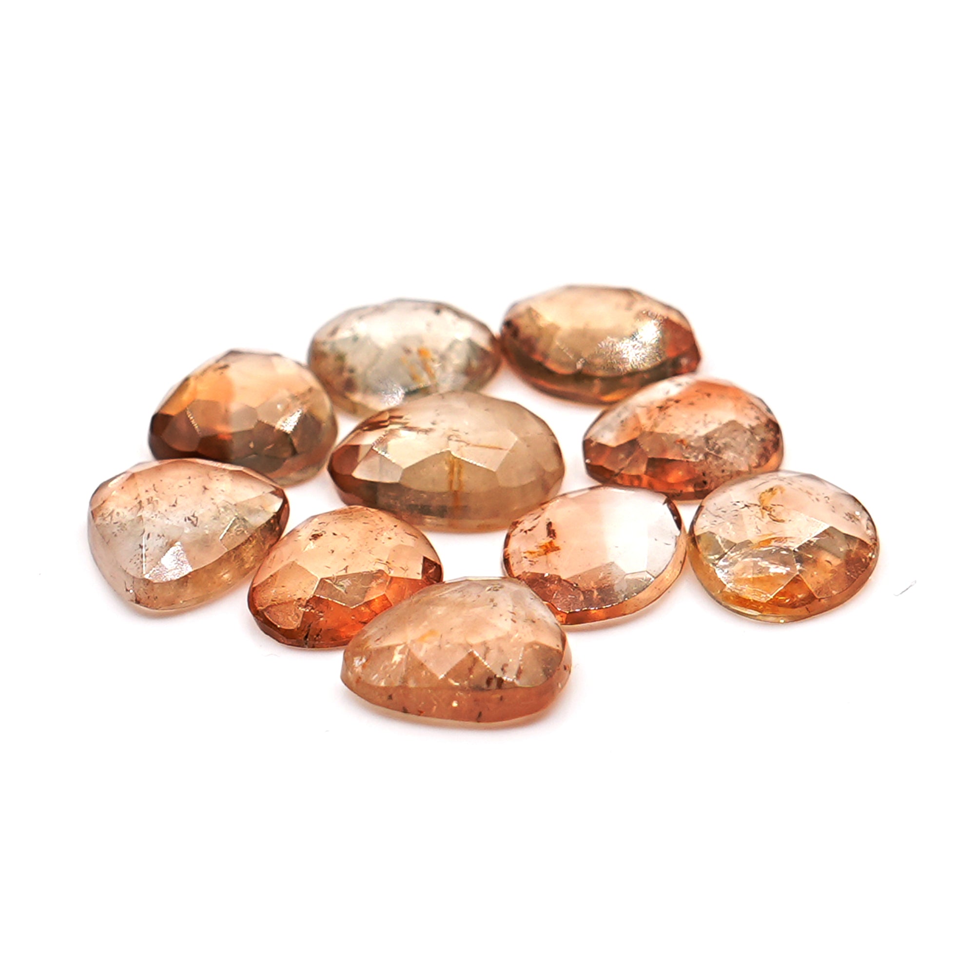 Imperial Topaz Rose Cut Gemstones | Freeform Faceted Cabs for Jewelry Making - 10 Pieces