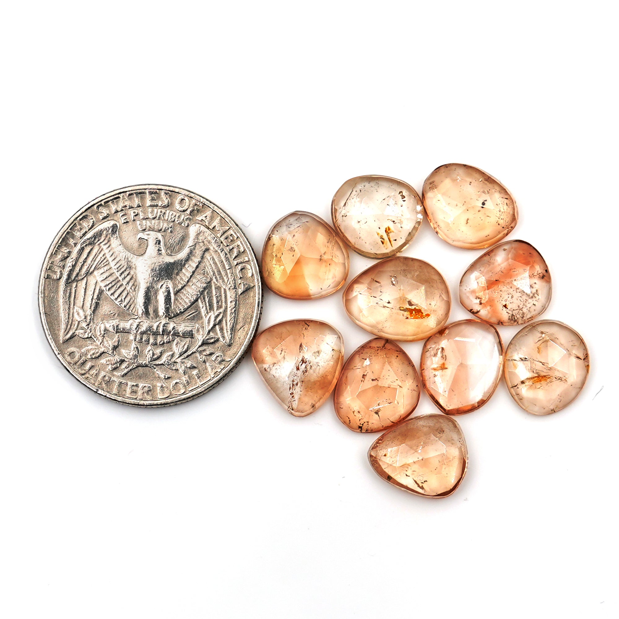 Imperial Topaz Rose Cut Gemstones | Freeform Faceted Cabs for Jewelry Making - 10 Pieces