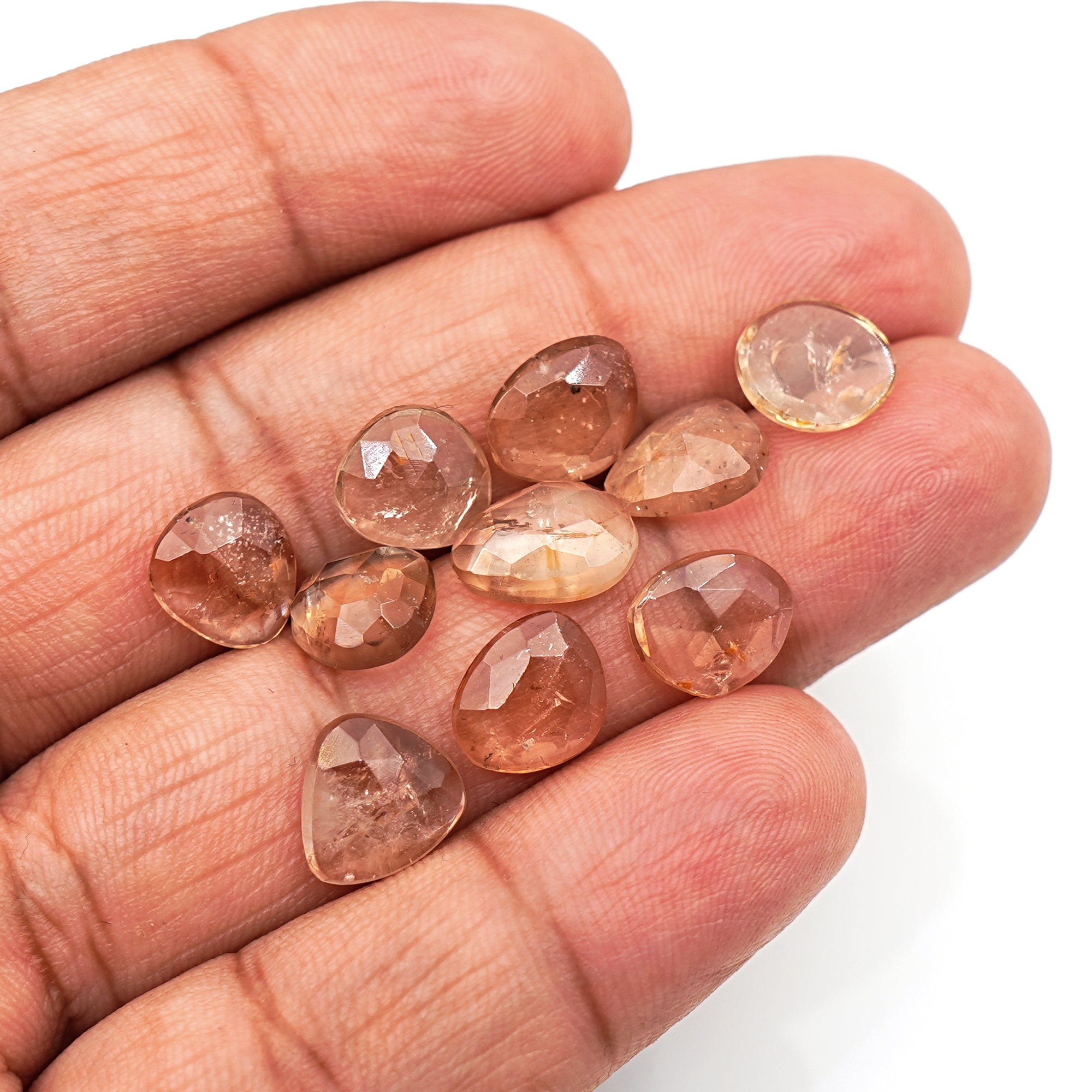 Imperial Topaz Rose Cut Gemstones | Freeform Faceted Cabs for Jewelry Making - 10 Pieces