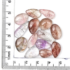 Super Seven Smooth Mix Shape Cabochons | Natural Melody Stone for Jewelry Making - 14 Pieces
