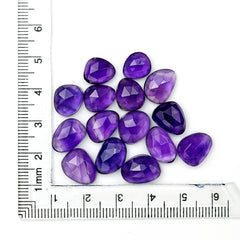 Amethyst Rose Cut Cabochon | Freeform Natural Purple Gemstone for Jewelry Making - 15 Pieces