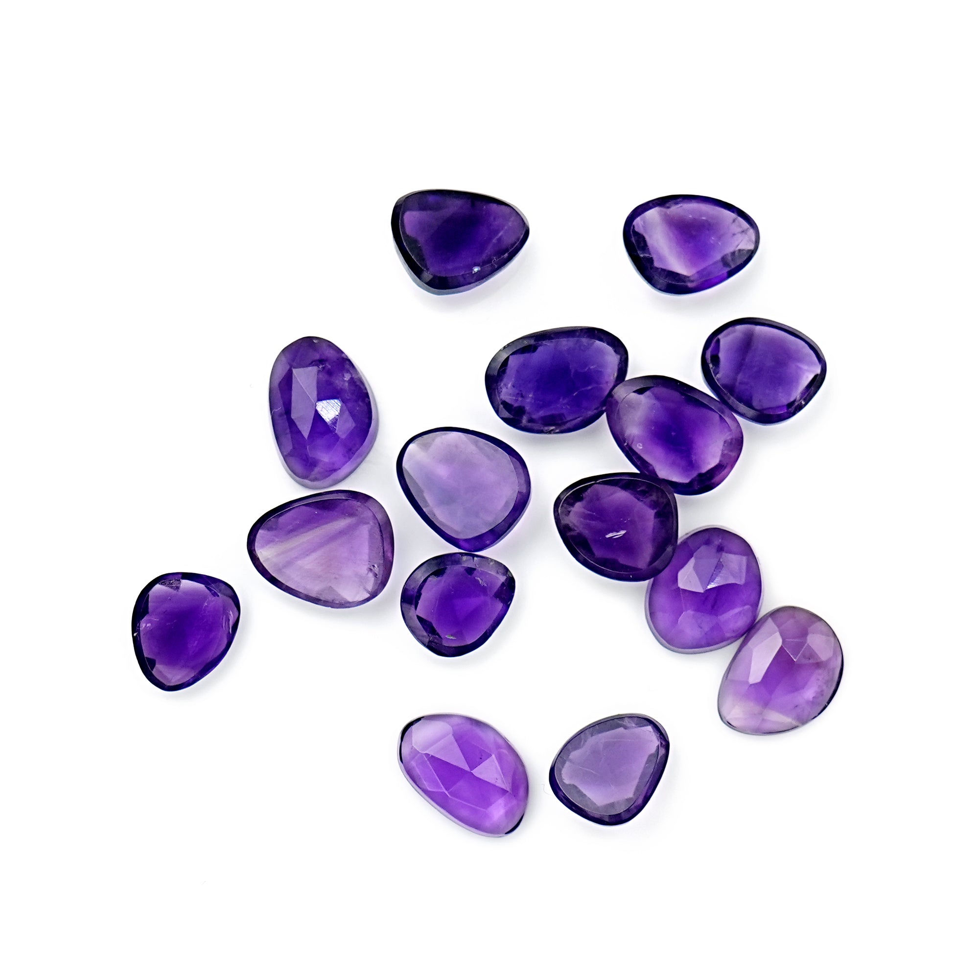 Amethyst Rose Cut Cabochon | Freeform Natural Purple Gemstone for Jewelry Making - 15 Pieces