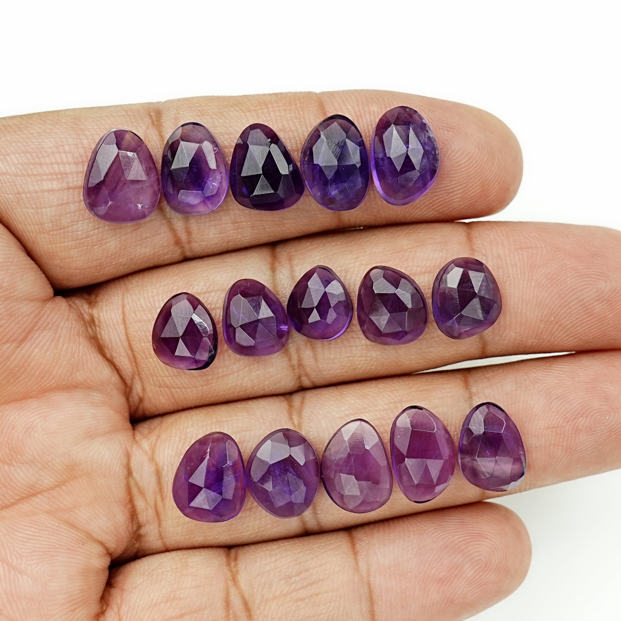 Amethyst Rose Cut Cabochon | Freeform Natural Purple Gemstone for Jewelry Making - 15 Pieces