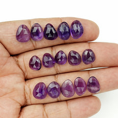 Amethyst Rose Cut Cabochon | Freeform Natural Purple Gemstone for Jewelry Making - 15 Pieces