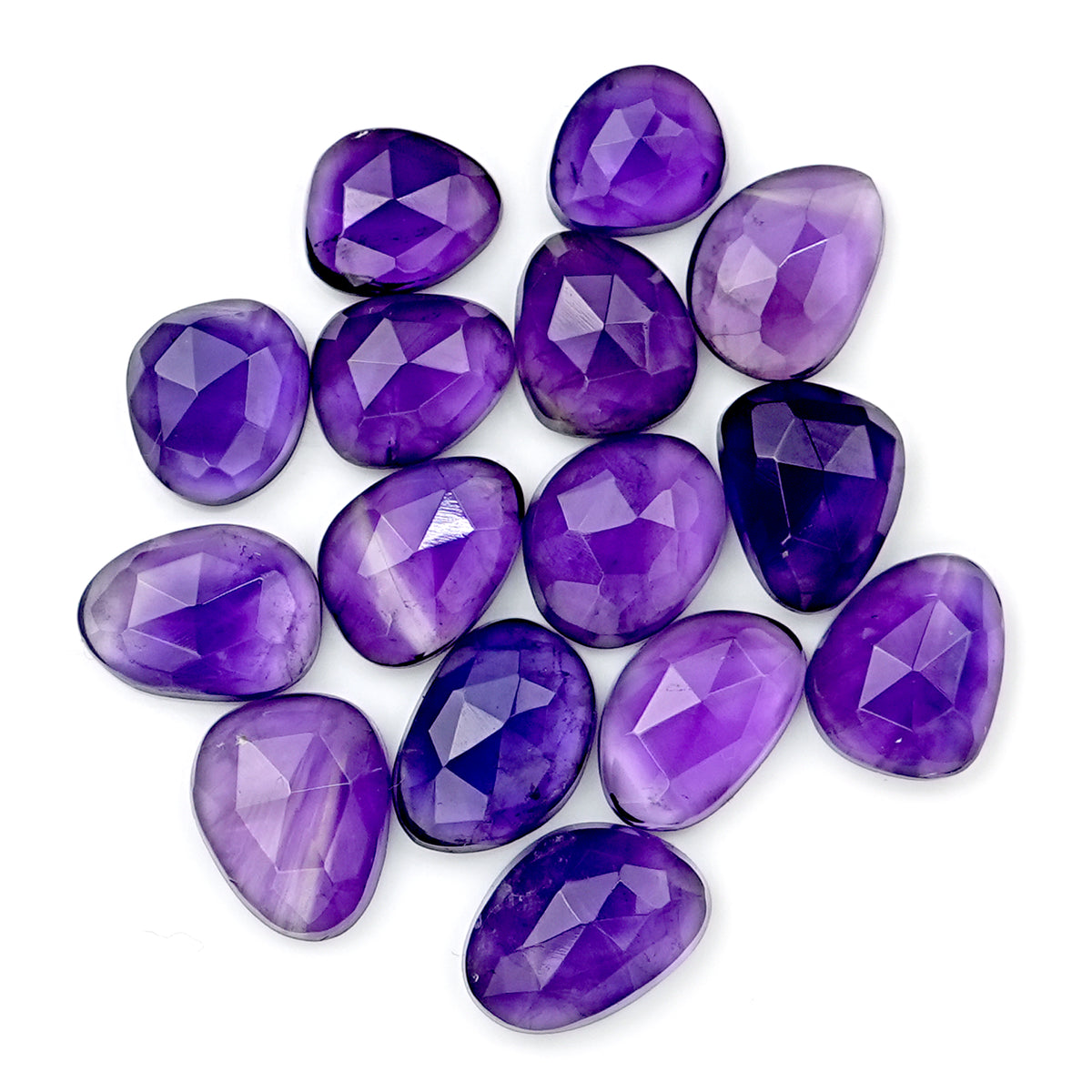 Amethyst Rose Cut Cabochon | Freeform Natural Purple Gemstone for Jewelry Making - 15 Pieces