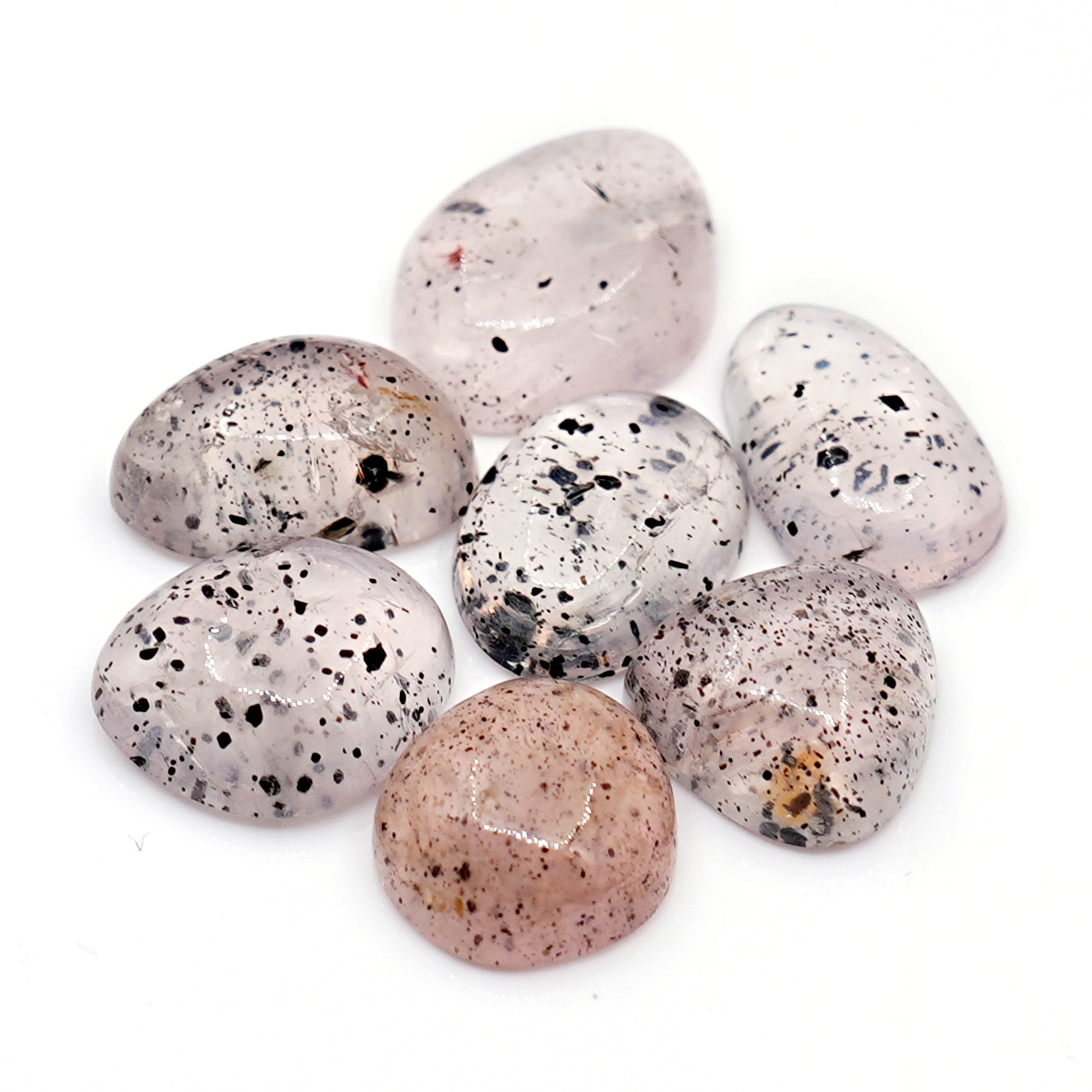Pink Dot Rutile Smooth Cabochons | Rare Freeform Gems with Natural Inclusions