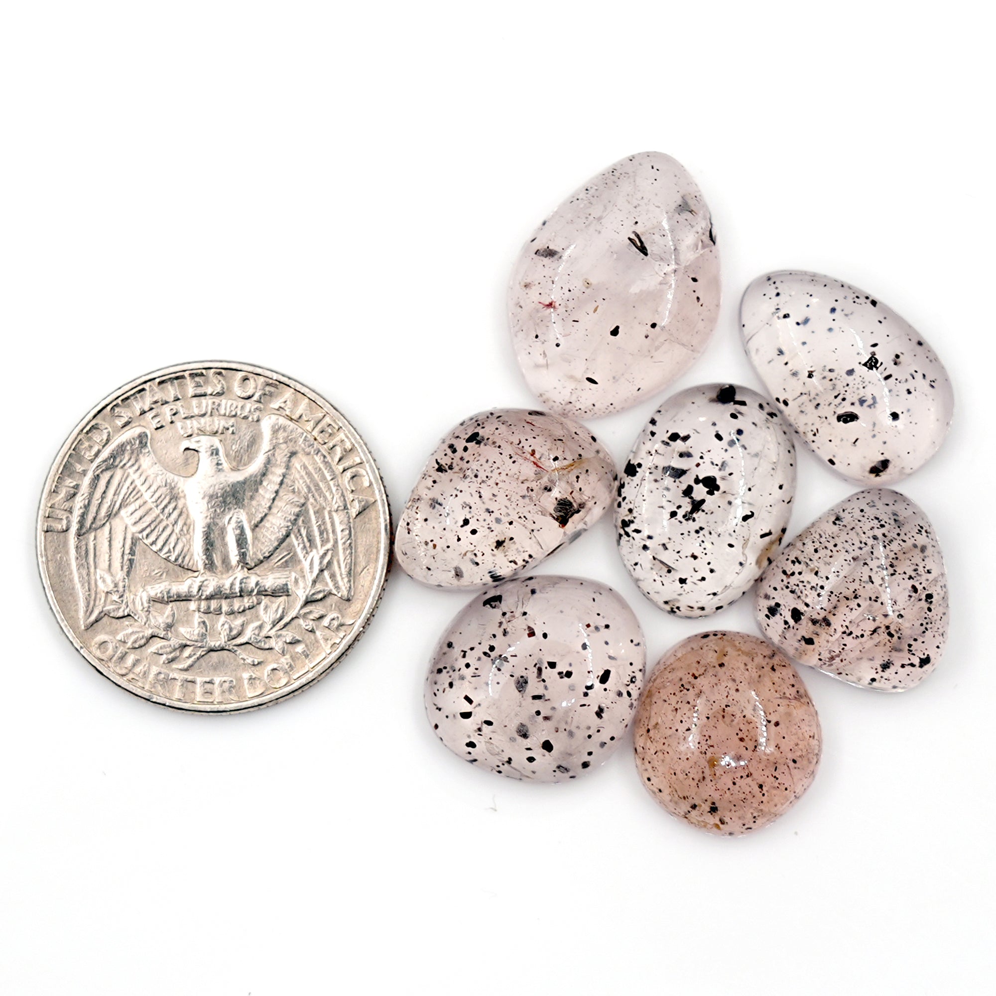 Pink Dot Rutile Smooth Cabochons | Rare Freeform Gems with Natural Inclusions