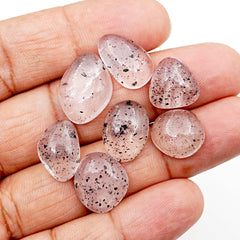 Pink Dot Rutile Smooth Cabochons | Rare Freeform Gems with Natural Inclusions