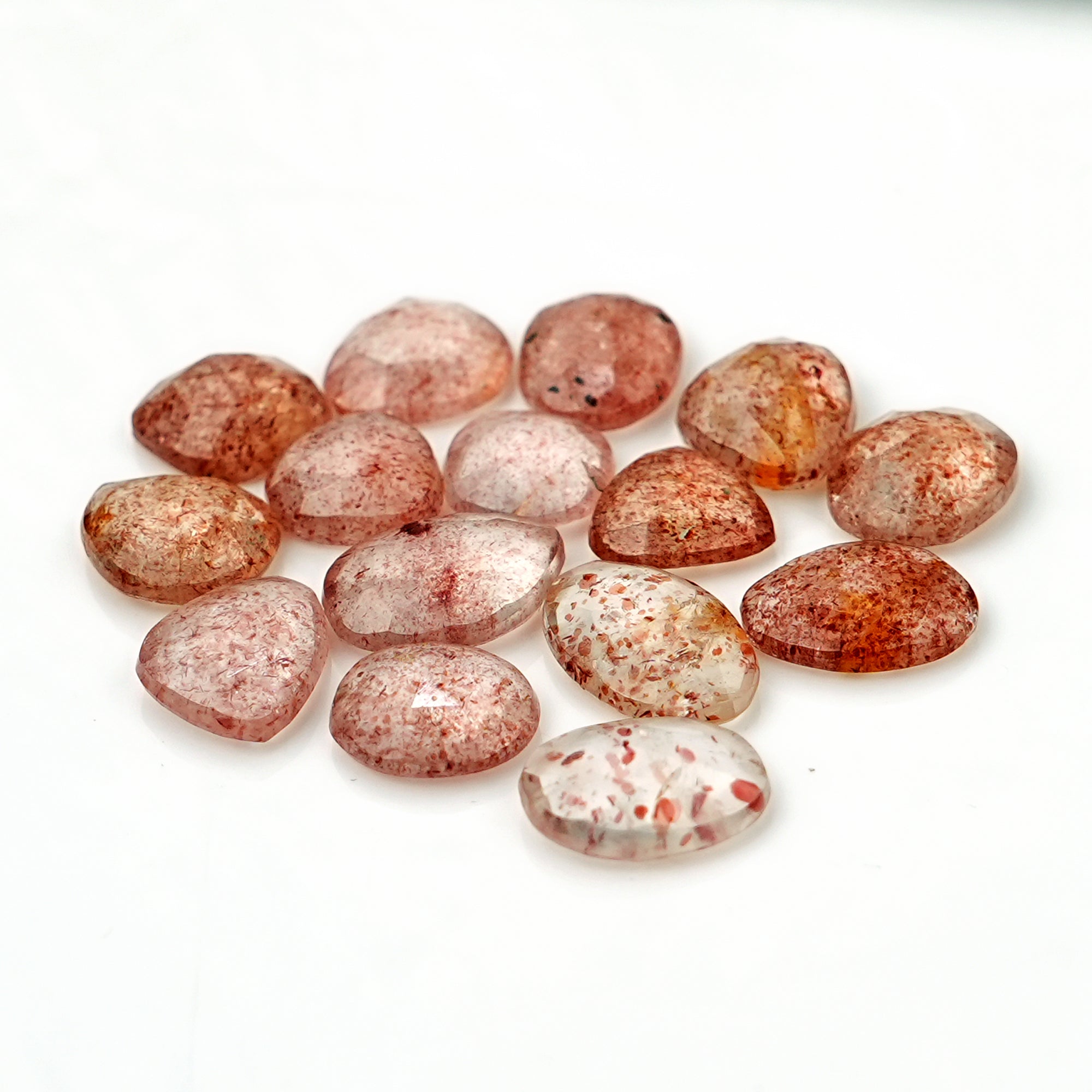 Strawberry Quartz Rosecut | Freeform Pink Gemstones for Handmade Jewelry - 15 Pieces