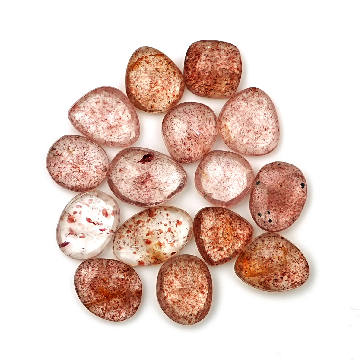 Strawberry Quartz Rosecut | Freeform Pink Gemstones for Handmade Jewelry - 15 Pieces