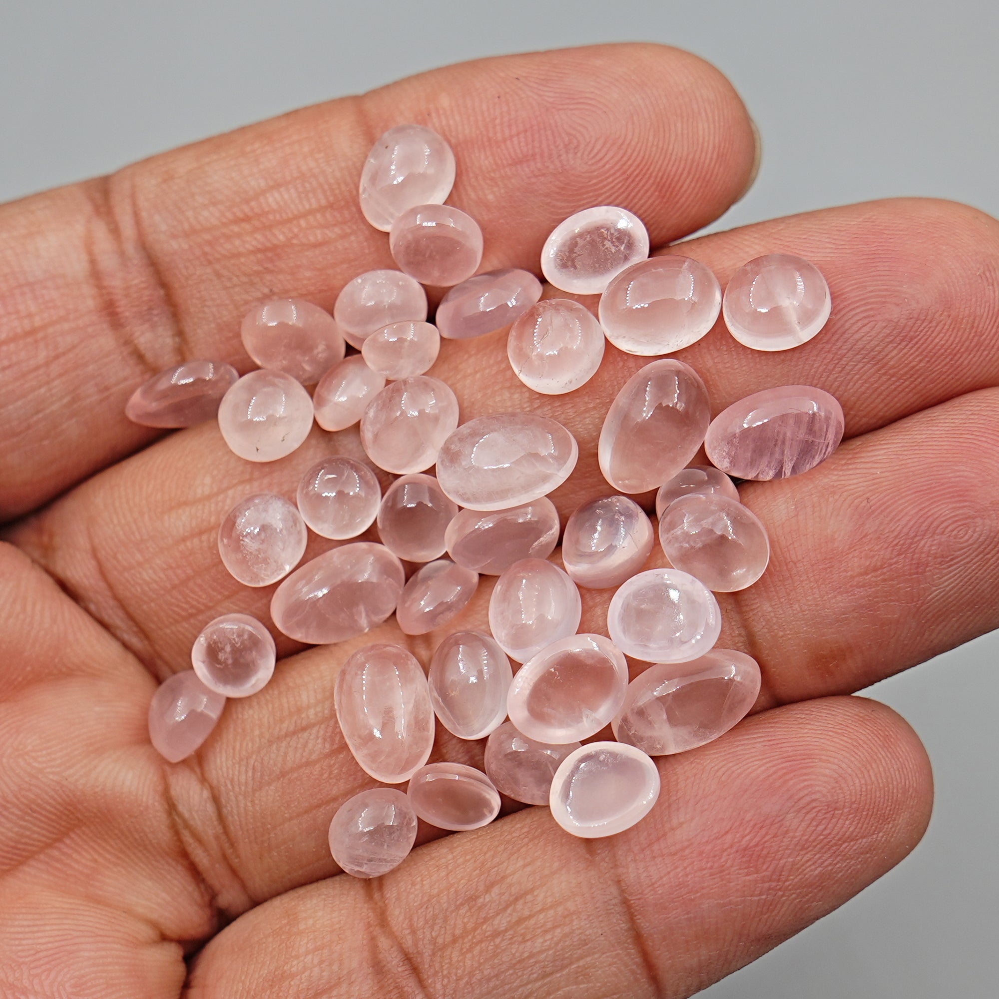 Rose Quartz Cabochons | Freeform Pink Gemstones for Jewelry Making - 15 Pieces