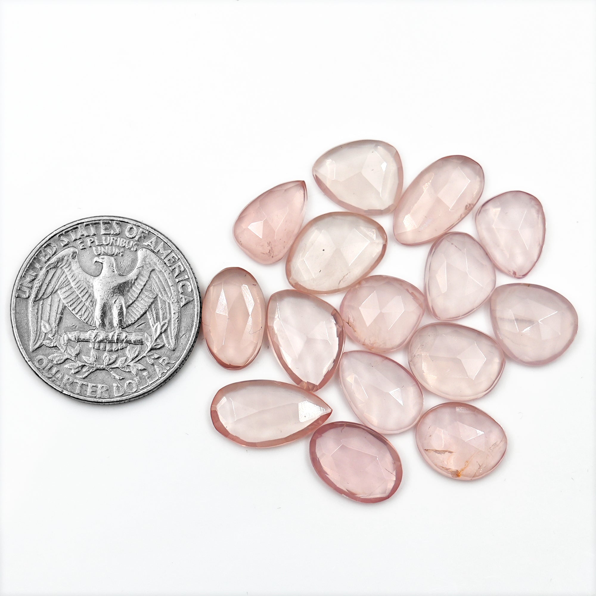 Rose Quartz Rose Cut Cabochons | Freeform Soft Pink Gemstones for Jewelry & Healing - 15 Pieces
