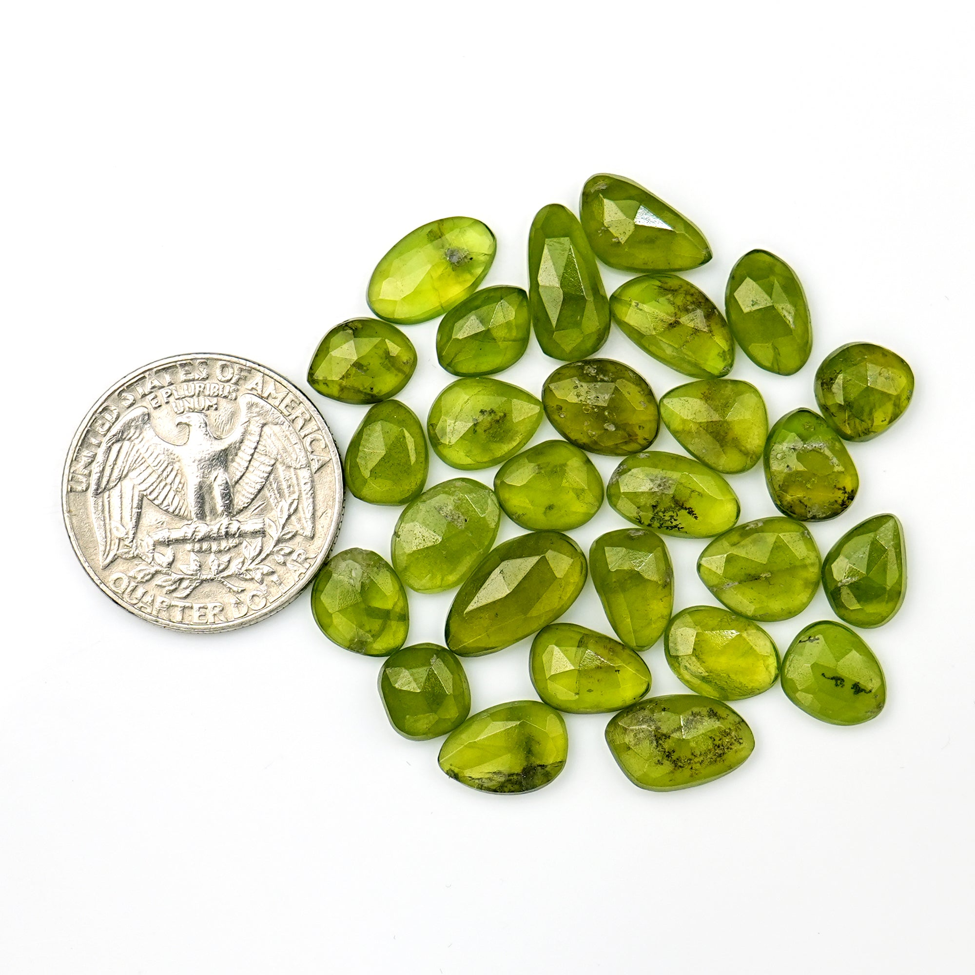 Natural Vesuvianite Rose Cut Gemstones | Freeform Cabochon Lot for Handmade Jewelry - 27 Pieces
