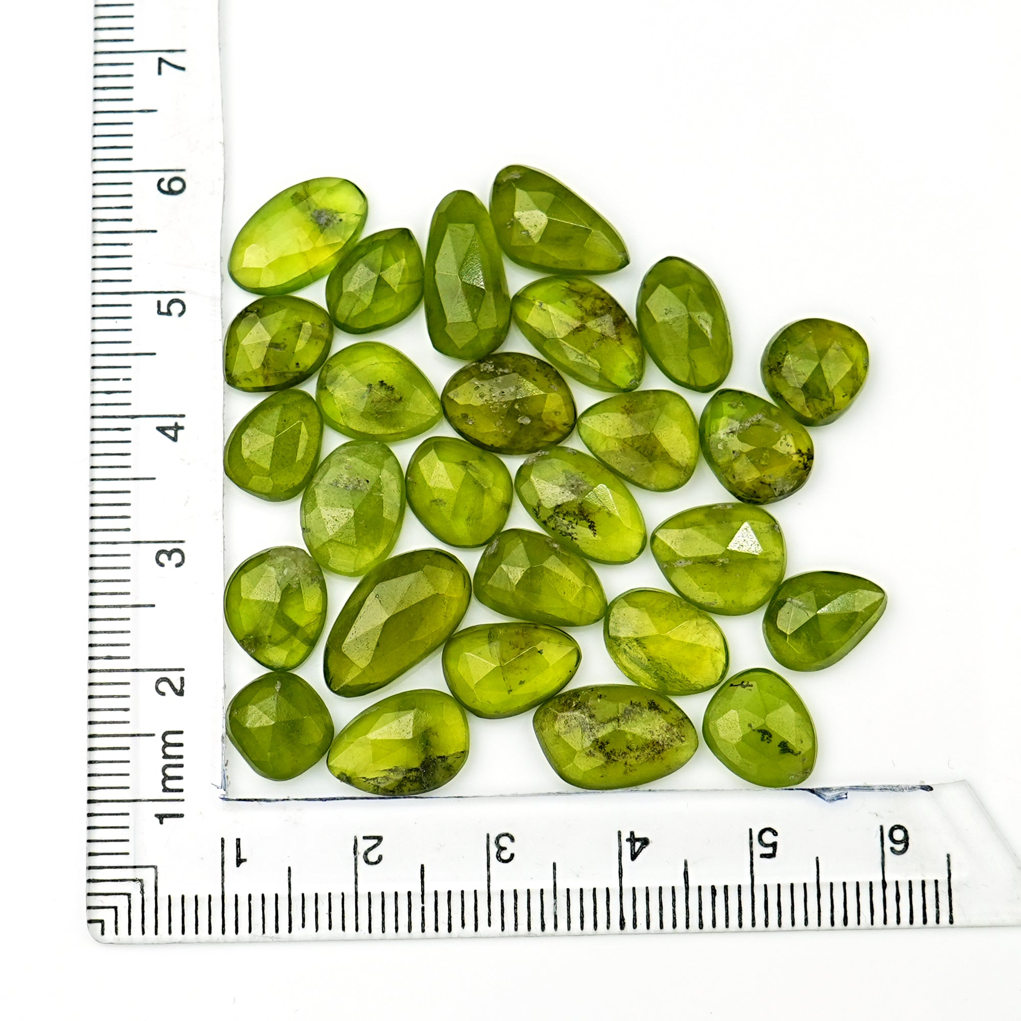 Natural Vesuvianite Rose Cut Gemstones | Freeform Cabochon Lot for Handmade Jewelry - 27 Pieces