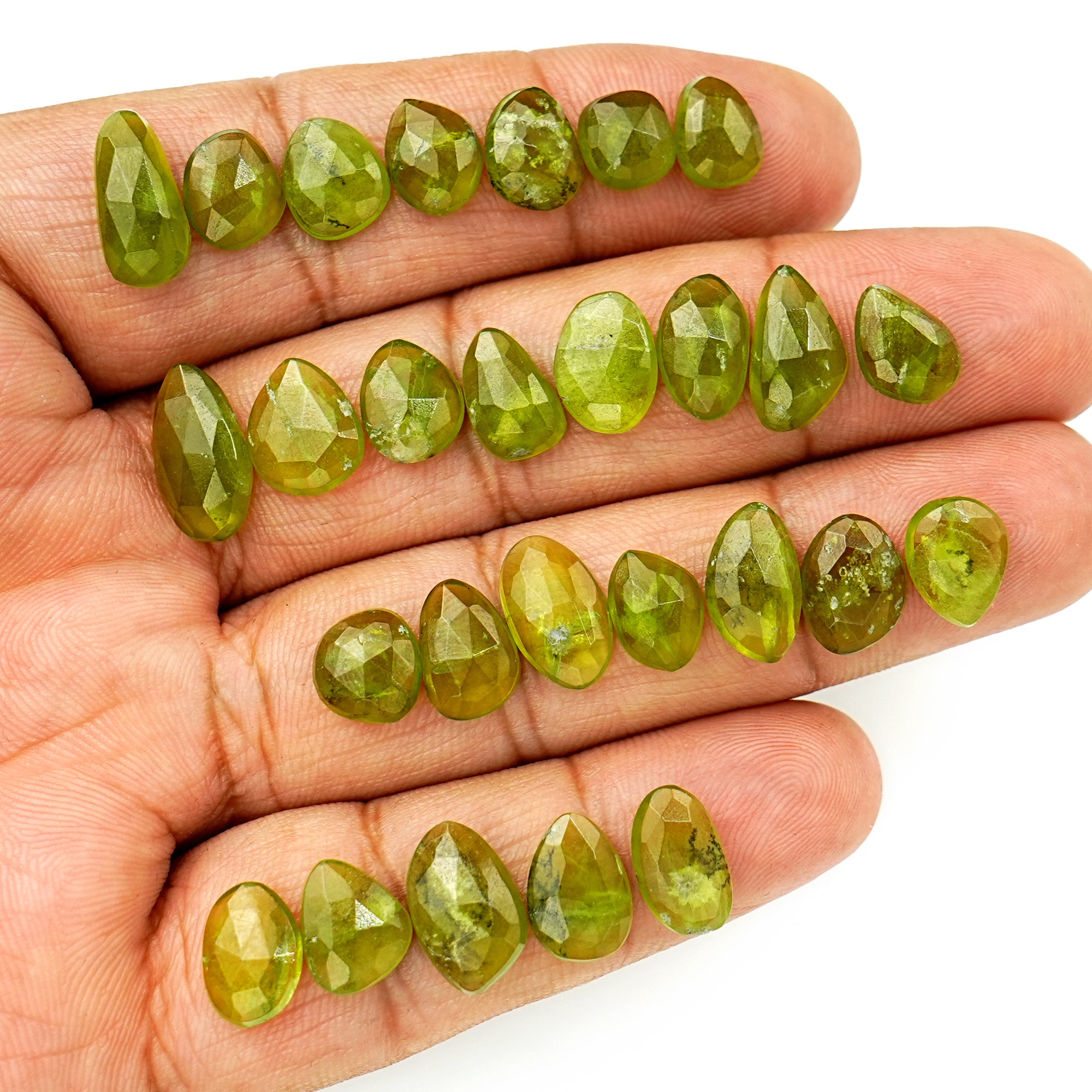 Natural Vesuvianite Rose Cut Gemstones | Freeform Cabochon Lot for Handmade Jewelry - 27 Pieces