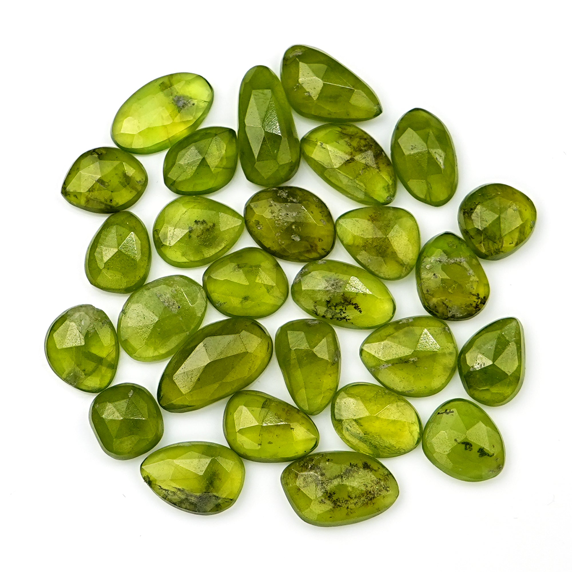 Natural Vesuvianite Rose Cut Gemstones | Freeform Cabochon Lot for Handmade Jewelry - 27 Pieces