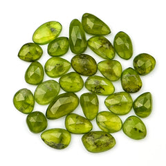 Natural Vesuvianite Rose Cut Gemstones | Freeform Cabochon Lot for Handmade Jewelry - 27 Pieces