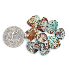 Nevada Turquoise Freeform Rose Cut Cabochons | Natural Stones with Matrix for Jewelry Making - 9 Pieces