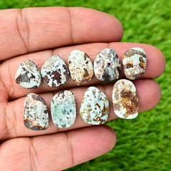 Nevada Turquoise Freeform Rose Cut Cabochons | Natural Stones with Matrix for Jewelry Making - 9 Pieces
