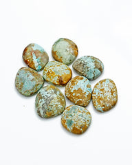 Natural Nevada Turquoise Cabochons | Earthy Blue-Green Gemstones for Jewelry - 9 Pieces