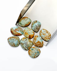 Natural Nevada Turquoise Cabochons | Earthy Blue-Green Gemstones for Jewelry - 9 Pieces