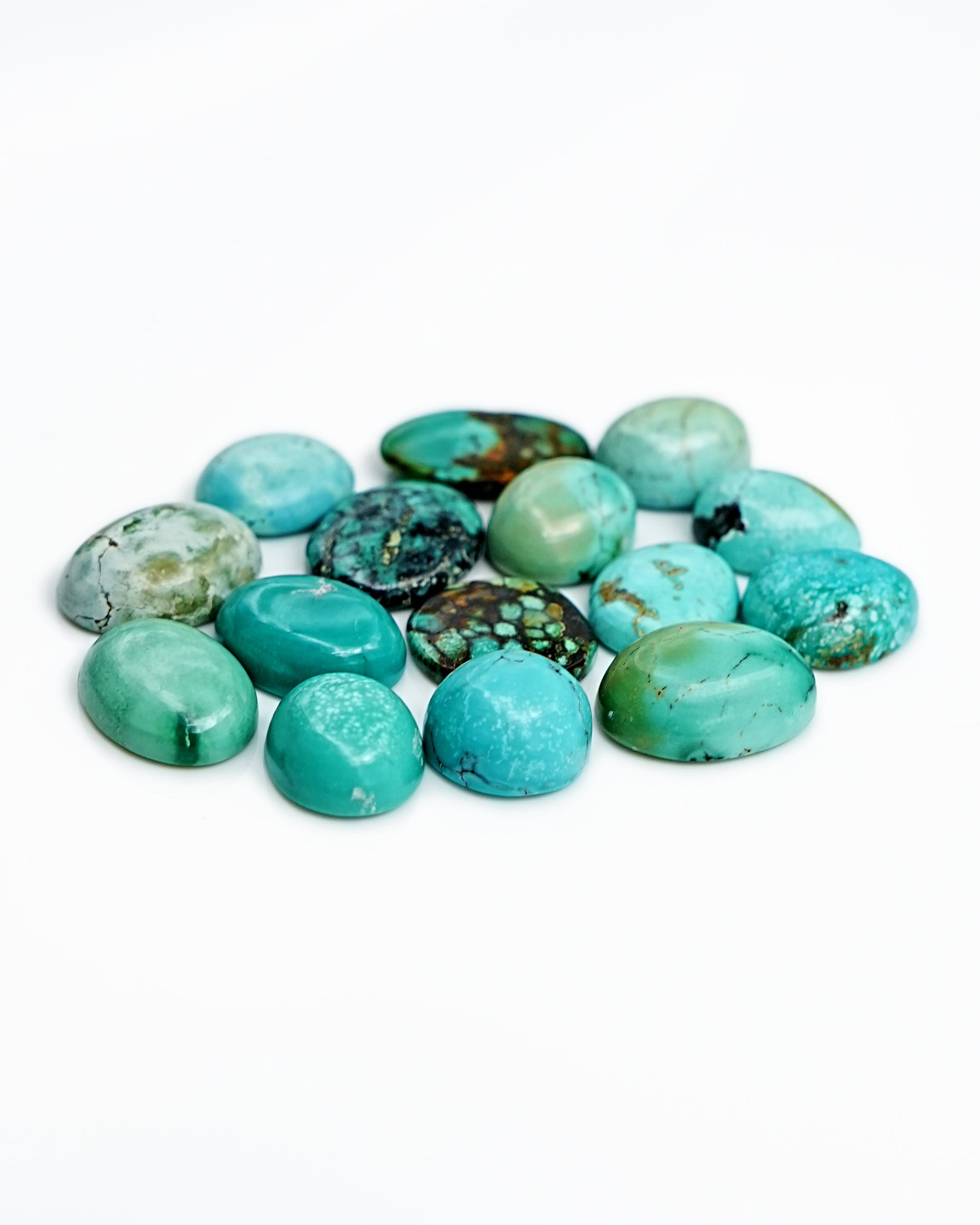 Tibetan Turquoise Cabochons | Freeform Blue Gemstones for Jewelry - 15 Pieces