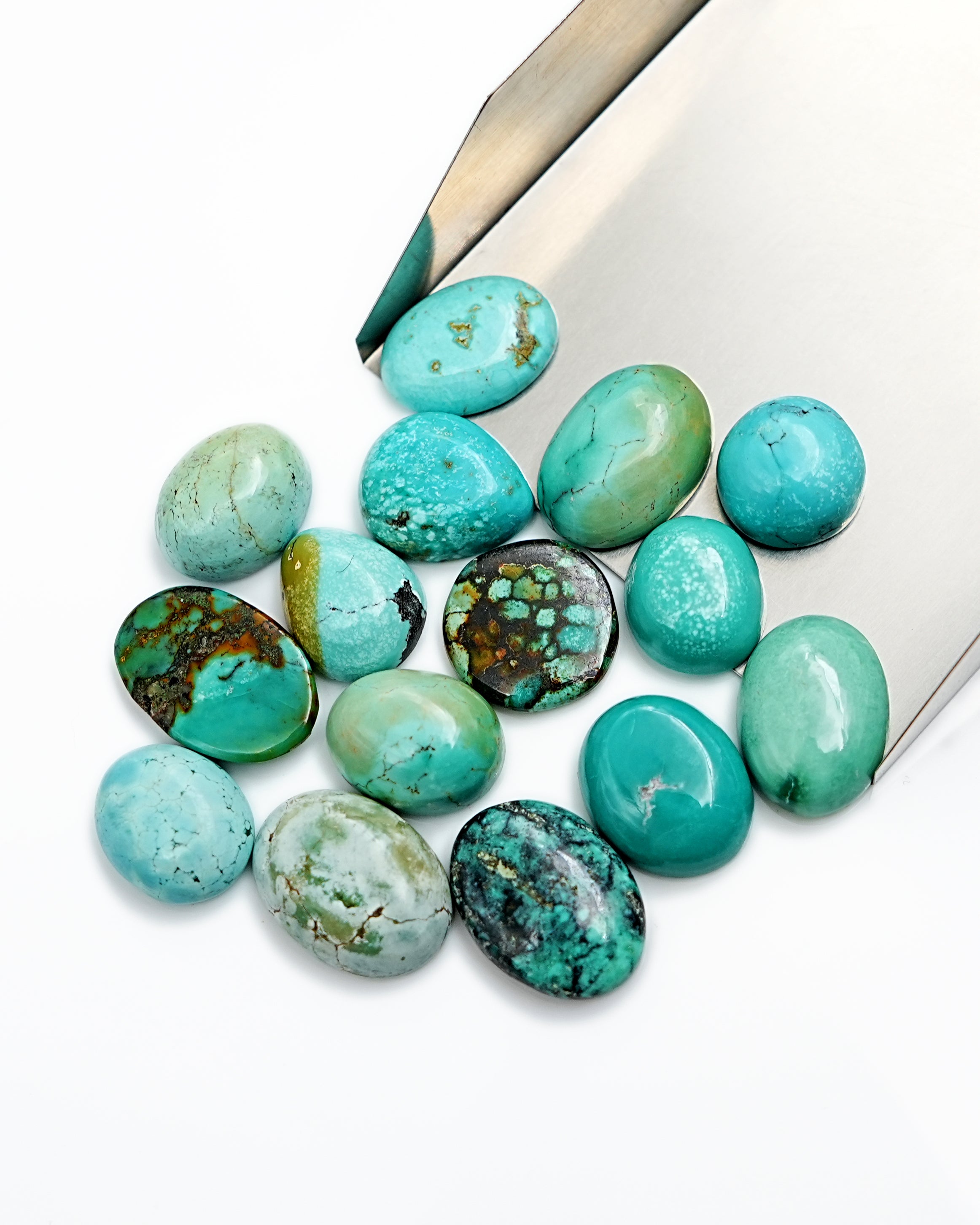 Tibetan Turquoise Cabochons | Freeform Blue Gemstones for Jewelry - 15 Pieces