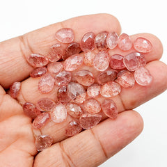 Strawberry Quartz Rosecut | Freeform Gemstones for Jewelry Making - 38 Pieces