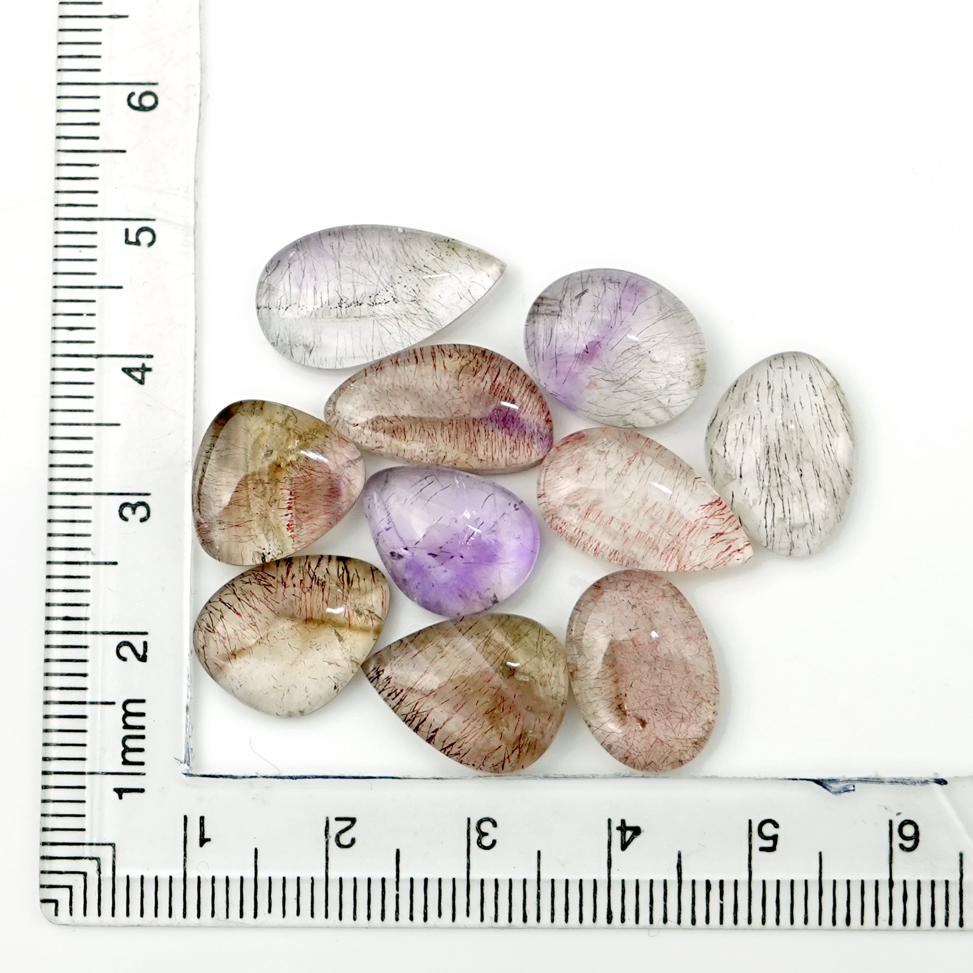 Super Seven Smooth Freeform Cabochons | Natural Melody Stone for Jewelry Making - 10 Pieces