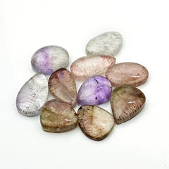 Super Seven Smooth Freeform Cabochons | Natural Melody Stone for Jewelry Making - 10 Pieces