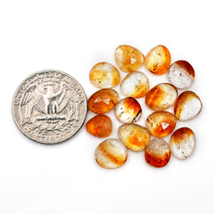 Bio Color Citrine Rosecut Gemstones | Freeform Natural Yellow Quartz for Jewelry Making - 15 Pieces