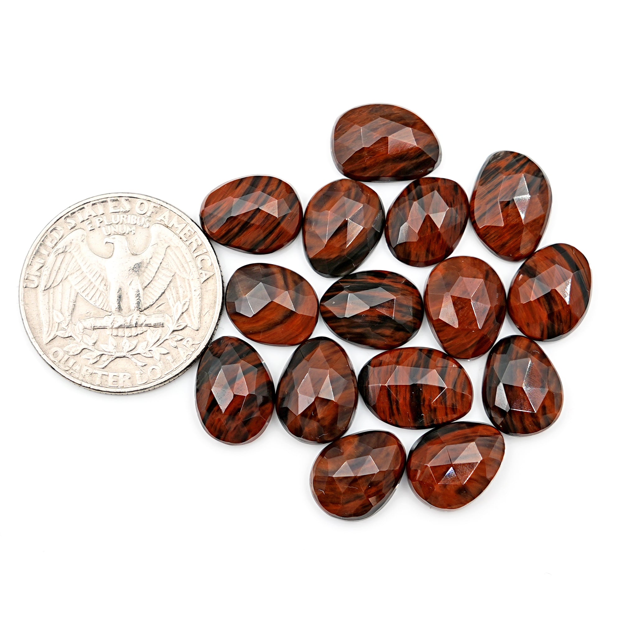 Mahogany Obsidian Rosecut Cabochons | Freeform Faceted Stones for Jewelry Making - 15 Pieces