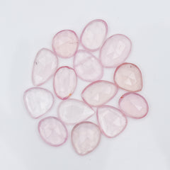 Natural Rose Quartz Cabochons | Freeform Rose Cut Faceted Gemstones for Jewelry - 15 pieces