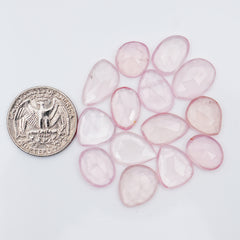 Natural Rose Quartz Cabochons | Freeform Rose Cut Faceted Gemstones for Jewelry - 15 pieces